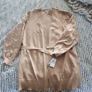 Cupio Beige Textured Sleeve Cardigan